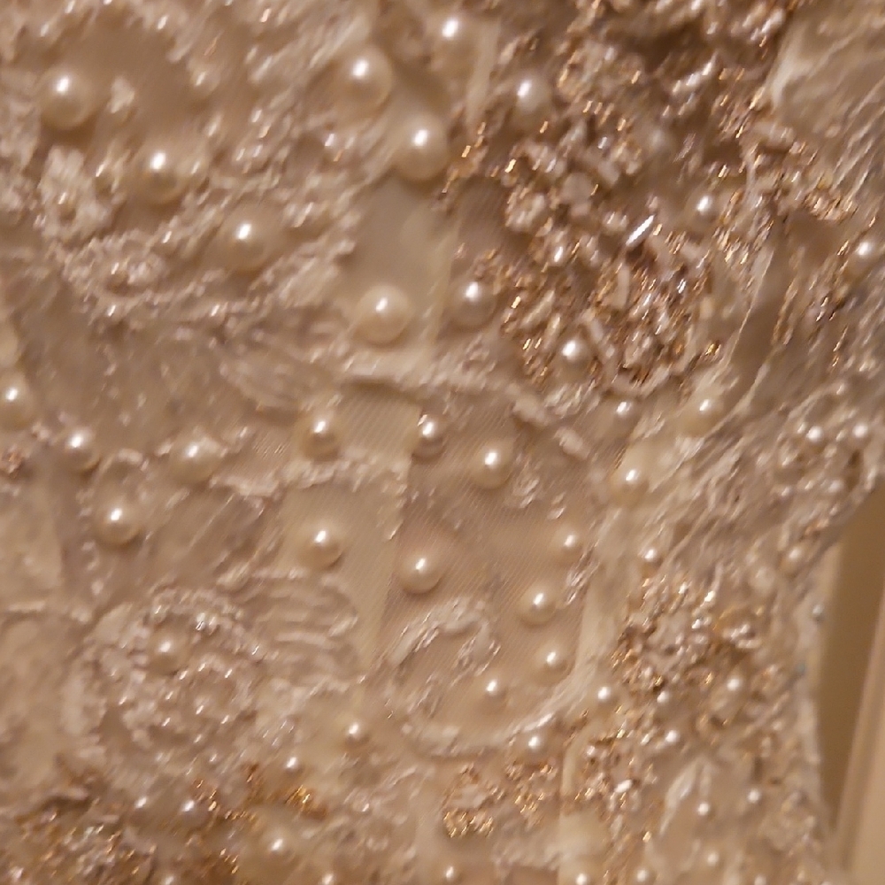 Commissioned Gown Hand Crafted Strapless White Floral Dress - Picture 13 of 17